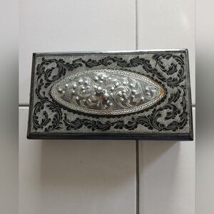 Wood Trinket Box With Silver Accents